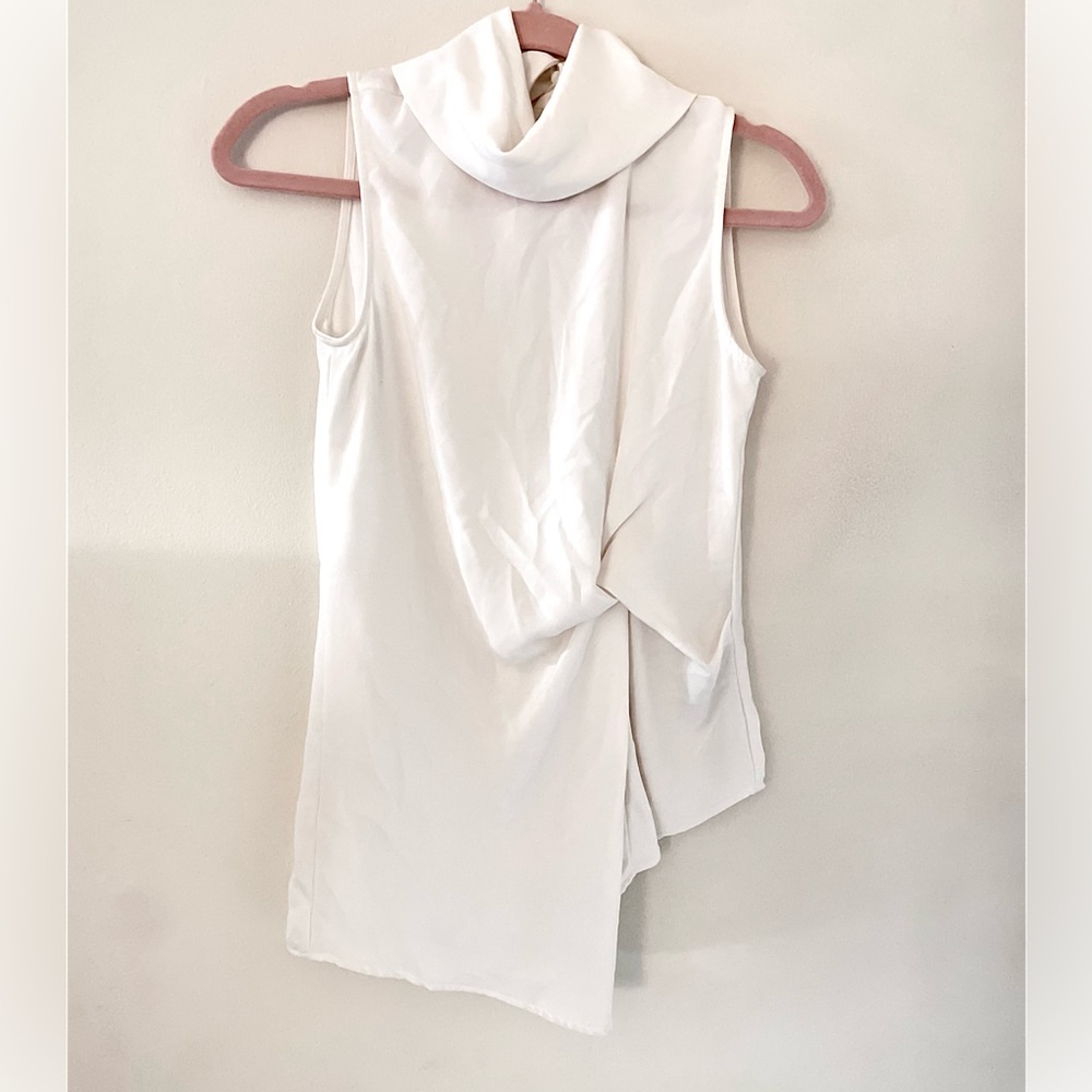 Zara Basics Sleeveless Cowl Neck White Blouse. NWOT